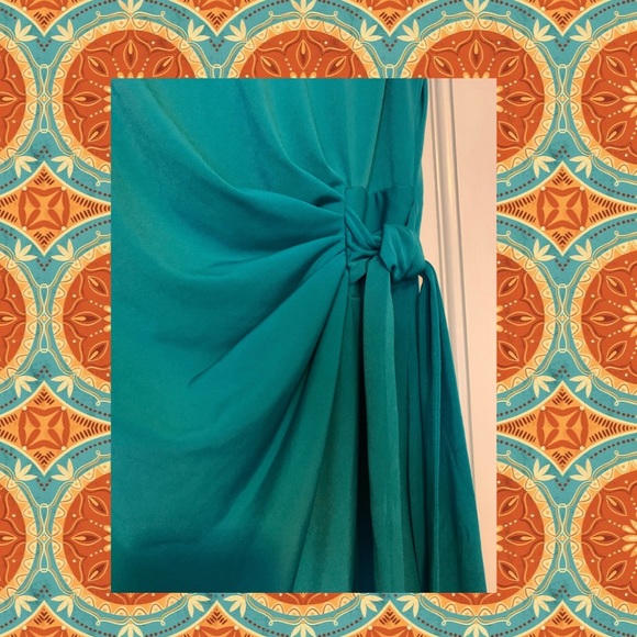 Chetta B. Teal Jersey Dress w/Tie Accent at Waist - Picture 3 of 3